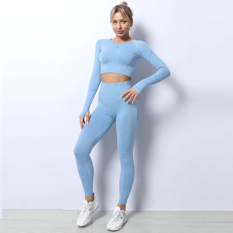Women's 2-Piece Crop Top Gym Fitness Set