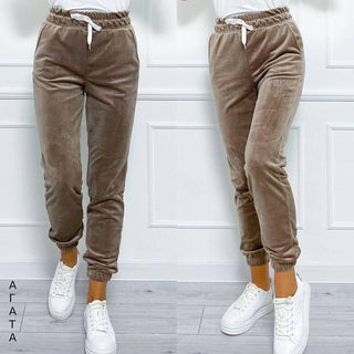 Women's Velvet Drawstring Korean Style Joggers