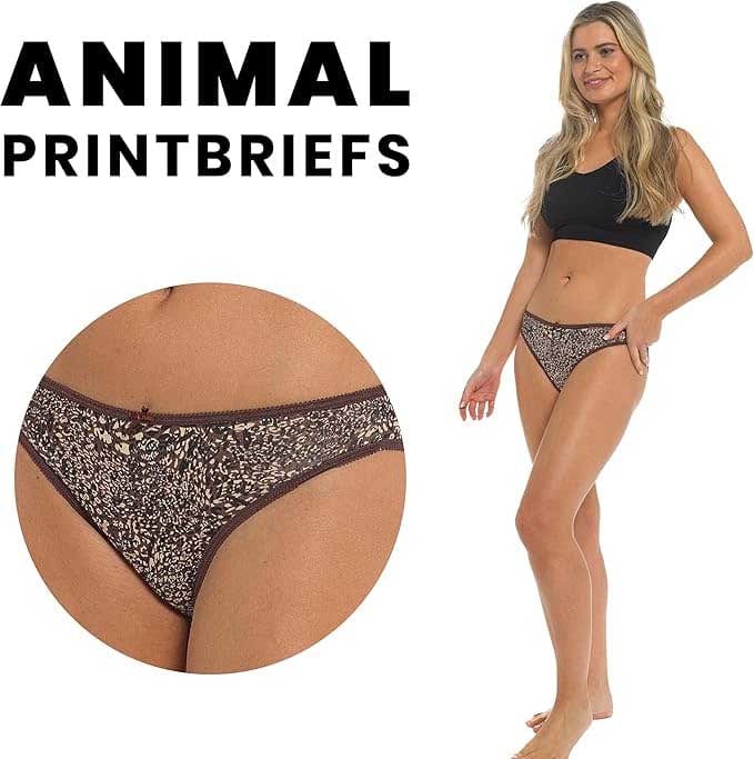 Women's 10-Pack Animal Print Low-Rise Cotton Briefs